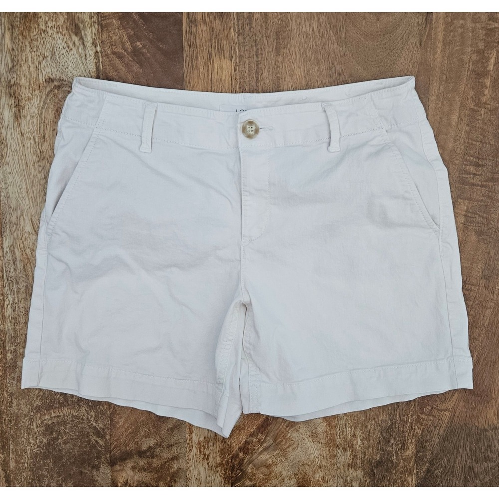 LOFT Ann Taylor The Monroe Shorts Women Size 6 White Chino 6" Inseam Preppy
